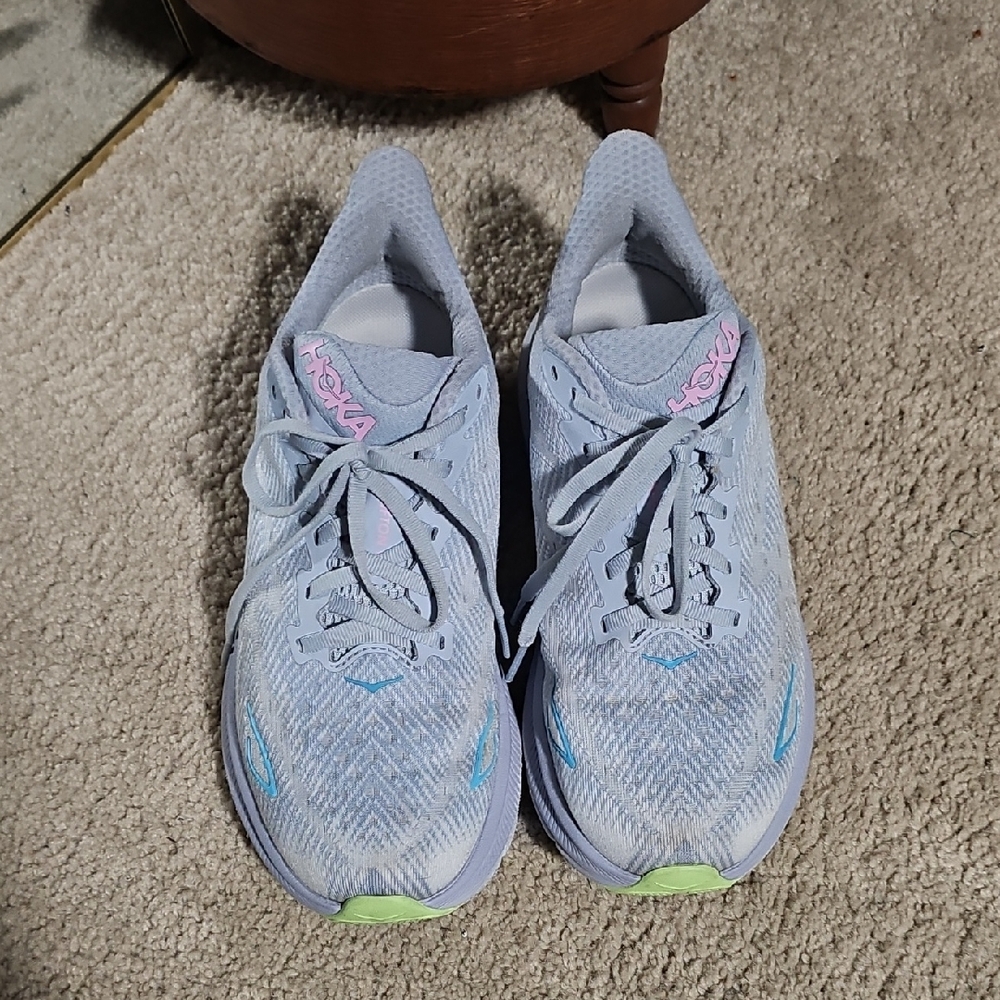 Hoka Women's Light Blue and Pink Athletic Running Shoes